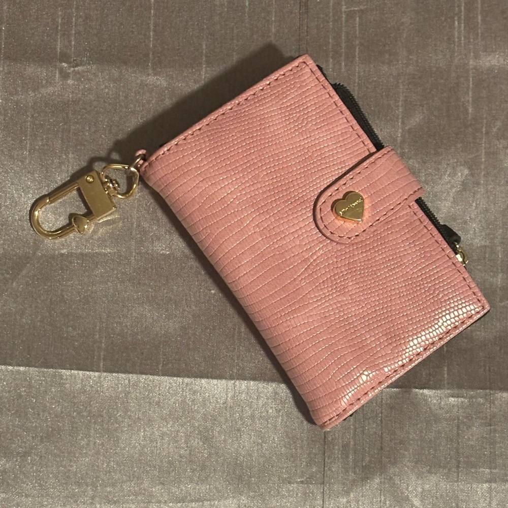 Betsey Johnson Pink Card Holder with Gold Heart Accent